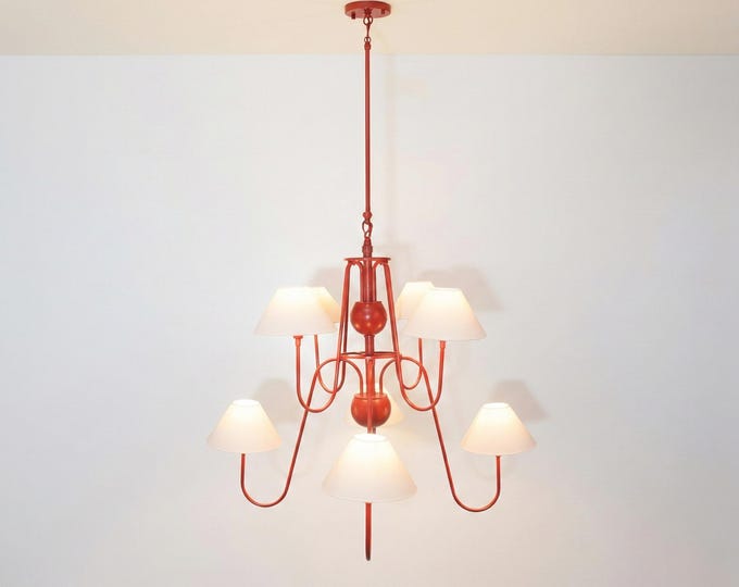Red Chandelier: Opulent Scarlet Elegance