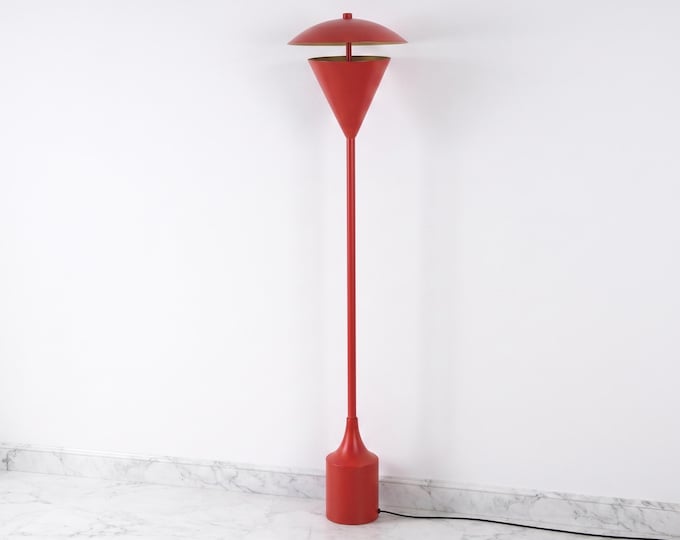 Floor Lamp in Modern Red , Scandinavian Cone Standing Lamp, Mid Century Contemporary Lighting for Living Room Bedroom Decor and Hallway
