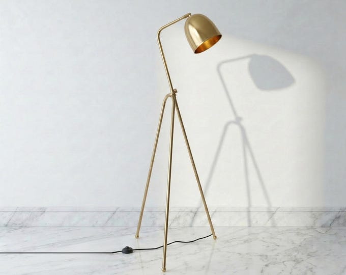 Luxury Gold Tripod Floor Lamp – Opulent Modern Glamour with Crystal Accents