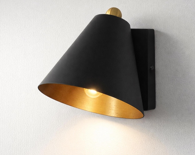 Matte Black Wall Lamp Modern Cone Wall Sconce, Luxury Nordic Bedroom Bedside Lamp, Mid Century Industrial Home Lighting Fixture Lamp Design