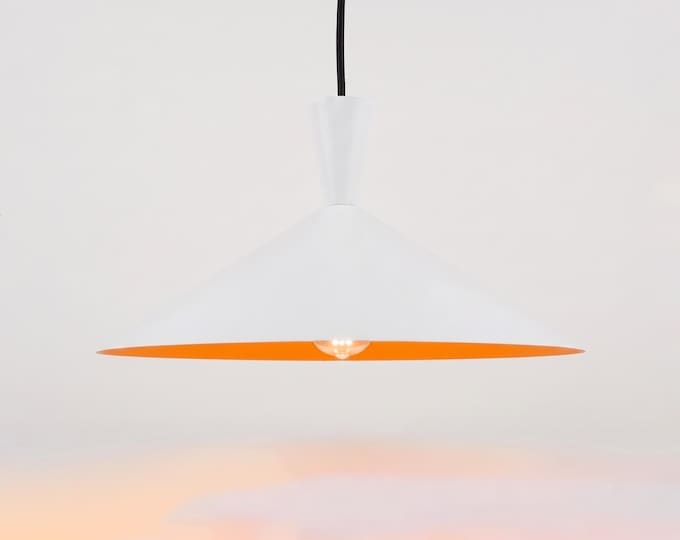 Hanging Light – Contemporary Matte White Cone Hanging Light | Minimal Modern Ceiling Light for Bedroom, Dining Area and Studio Decor lights