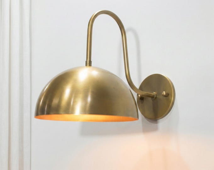 Aged Brown antique Wall Sconce: Mid-Century Modern Wall Lamp
