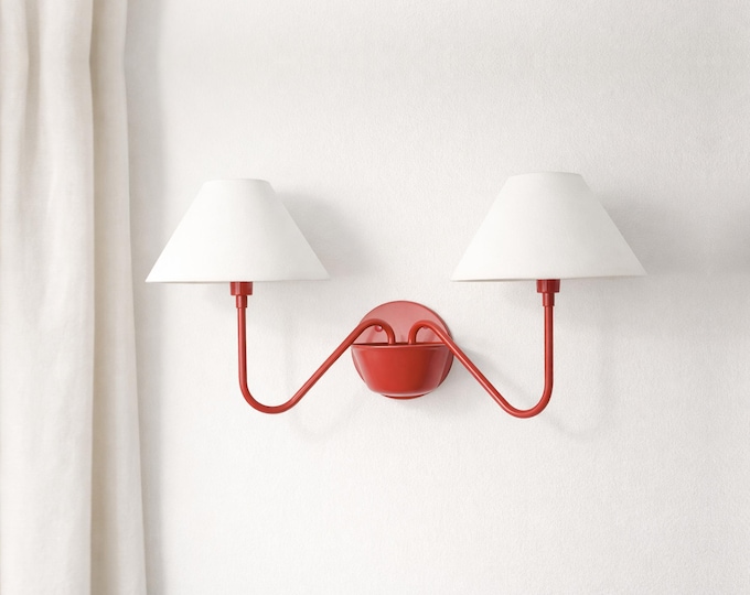 Handcrafted Red 2-Light Wall Sconce: Elegant Home Lighting