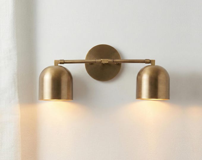 Luxe Brass Double Dome Wall Sconce – Customizable Modern Vanity Light for Opulent Interiors