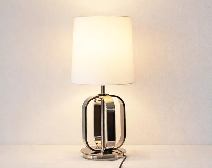 Silver Steel Table Lamp: Modern Bedside Night Light