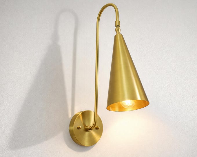 Handcrafted Mid Century Modern Brass Wall Lamp - Sconce Lighting