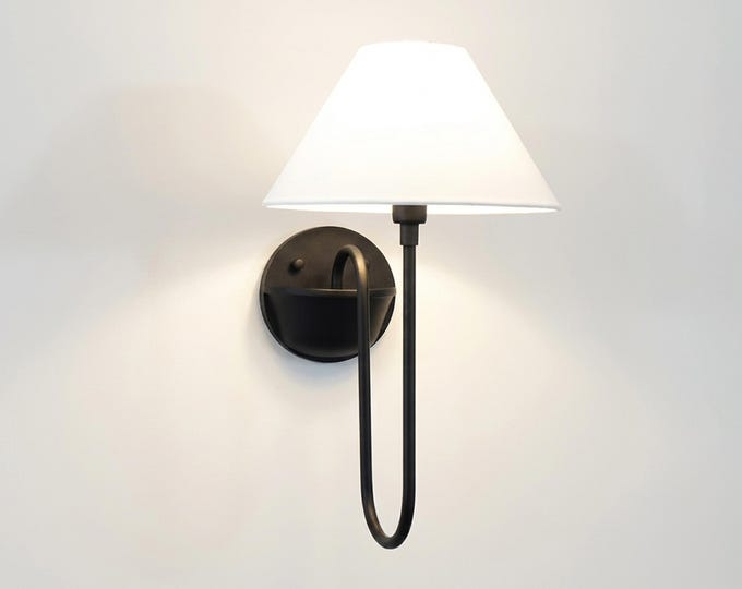 Wall Light Matte Black Fabric Shade Wall Sconce, Minimalist Nordic Bedroom Lamp, Contemporary Wall Lighting Fixture