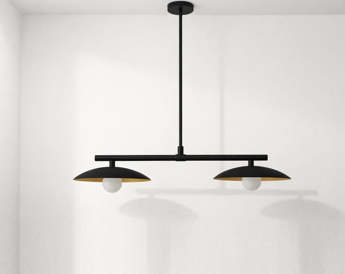 Sleek Matte-Black Dining Room Chandelier