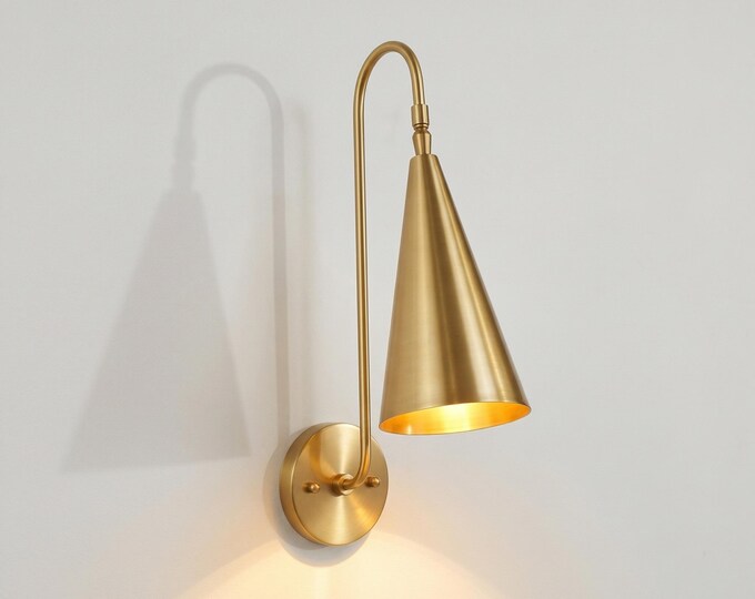 Handcrafted Mid Century Modern Brass Wall Lamp - Sconce Lighting