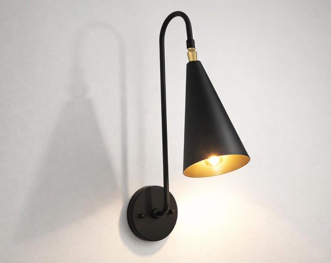 Handcrafted Mid Century Modern Black Wall Lamp - Sconce Lighting