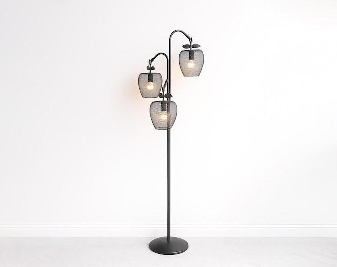 Apple Orchard Luxe Triple Mesh Floor Lamp – Artistic Industrial Elegance for Modern Interiors