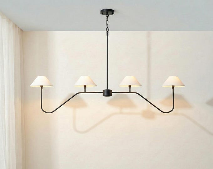 Matte Black Sputnik Chandelier: Stilnovo Style, 4-Light Fixture