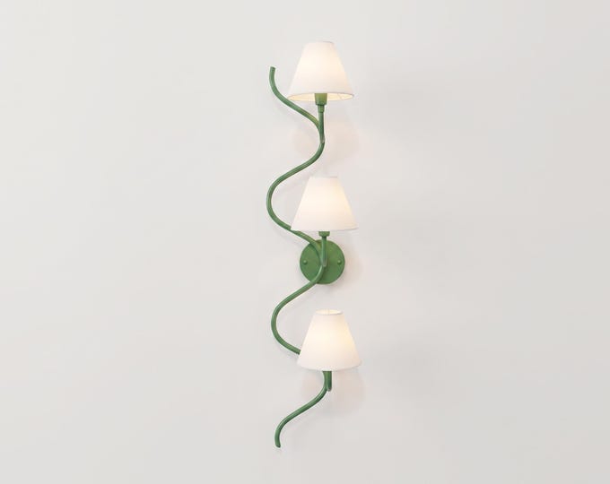 Wall Light – Contemporary Green Spiral Three Light Wall Sconce, Creative Modern Designer Fixture for Stylish Interior Spaces