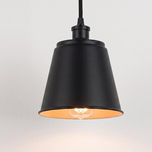 Hanging Light – Modern Matte Black Cone Hanging Light | Minimal Industrial Ceiling Lamp for Kitchen Island and Dining Room