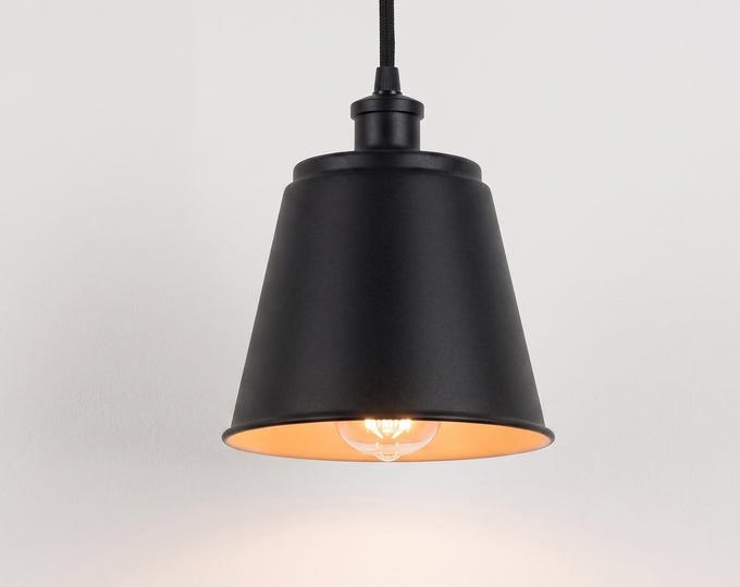 Matte Black Modern Pendant Light: Aluminum & Steel Hanging Light