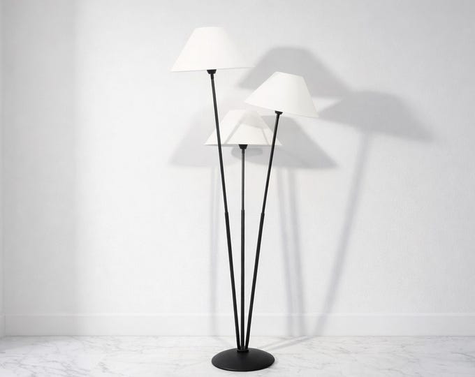 Matte Black Floor Lamp: Three Shade Design, 59" Tall
