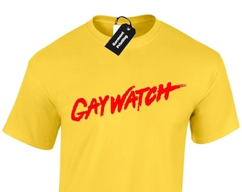 Gaywatch mens t shirt unisex benidorm funny lgbt cool design pride joke stag hen do baywatch lifeguard spoof kenneth fancy dress present