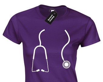 Stethoscope ladies t shirt womens funny cool medical doctor dr surgeon fancy dress nurse gp hospital consultant gift