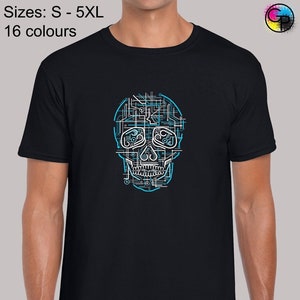 Skull circuit mens t shirt unisex funny joke novelty cool gamer gaming circuit board pc code hacker programmer design present gift idea