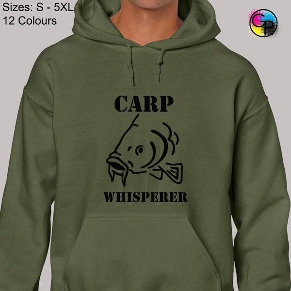 Carp whisperer hoodie hoody unisex funny joke novelty slogan carp fishing top fisherman angling angler fish hobby sport present gift