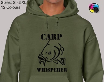 Carp whisperer hoodie hoody unisex funny joke novelty slogan carp fishing top fisherman angling angler fish hobby sport present gift