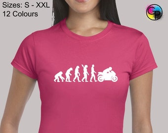 Evolution of motorbike ladies t shirt womens motorcycle race tt superbike road track moto gp bike biker birthday fathers day present gift