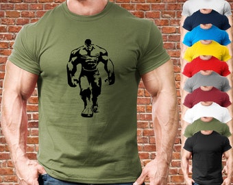 Hulk silhouette gym fit t-shirt mens gym clothing workout training bodybuilding top exercise health fitness bench squat cool  present gift