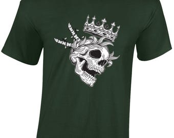 Skull Crown Mens T Shirt Unisex Skeleton Horror Demon Devil Modern