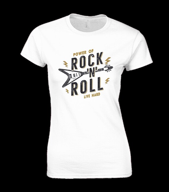 Rock N Roll Ladies T Shirt Womens Funny Slogan Music Fan Musician