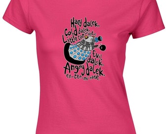 Hard dalek ladies t-shirt womans big funny theory dr exterminate cooper penny bang who comedy crossover mash up sci fi joke gift present
