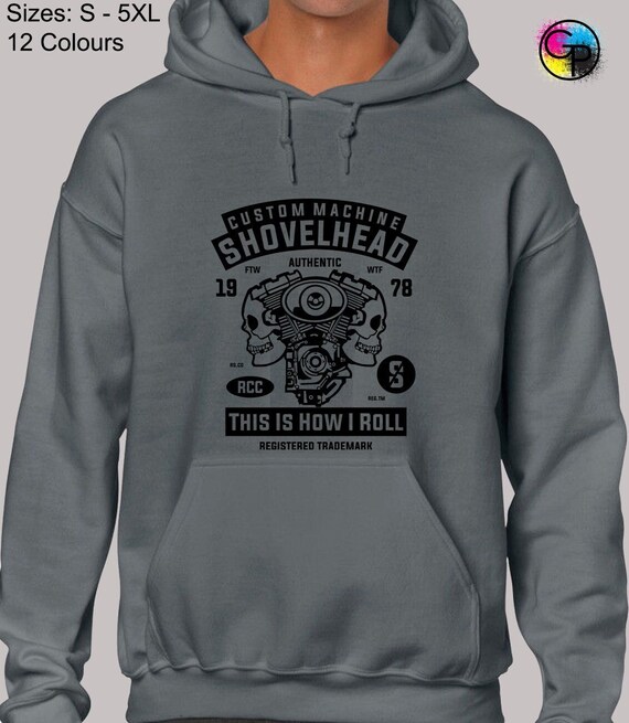 Shovelhead Custom Machine Hoodie Hoody Unisex Funny Cool Motorbike Motorcycle Club Garage Biker Fashion Design Top Skull Present Gift Idea Etsy UK