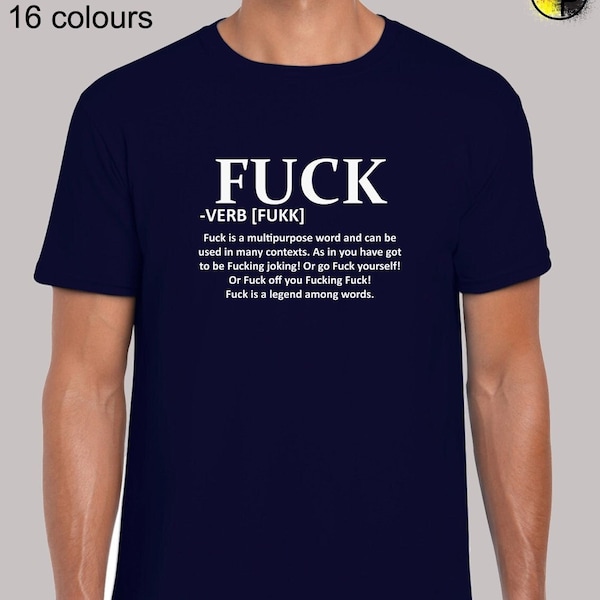 F*ck verb mens t shirt unisex funny rude explanation meaning definition swear word joke printed design top cool novelty present gift