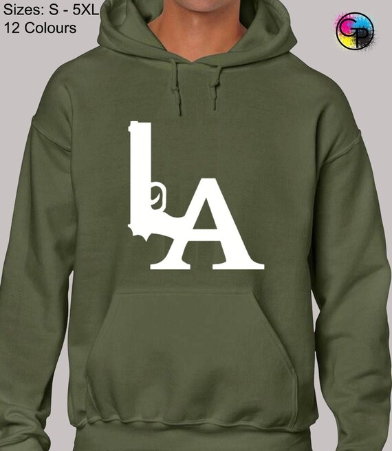 La Gun Hoodie Hoody Unisex Funny Cool Hip Hop Rap Design Compton Los Angeles Oakland Raiders Nwa America Cool Retro Present Gift Etsy UK