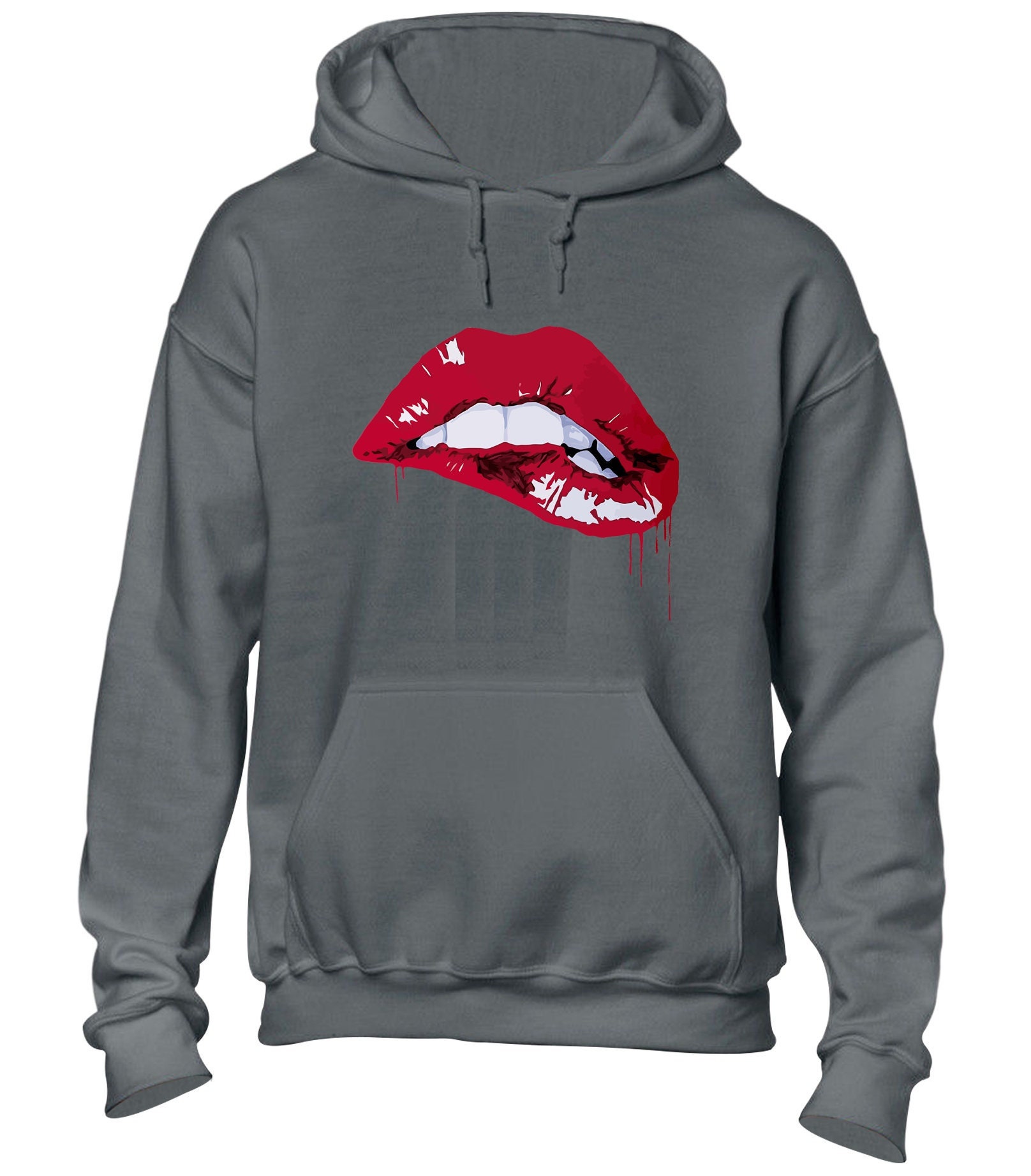 Red Drip Lips Women's Drawstring Crop Top Hoodie Sweatshirt-Designer  inspired-LV