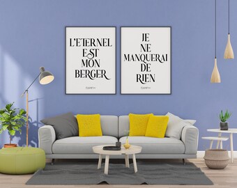 Ensemble de Tableaux à Imprimer - Psaume 23:1 - Décoration Inspirante pour la Maison