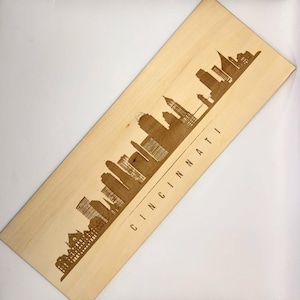 Cincinnati Skyline Wood Engraved Tile: A Stunning Piece of Wall Art for Your Home or Office