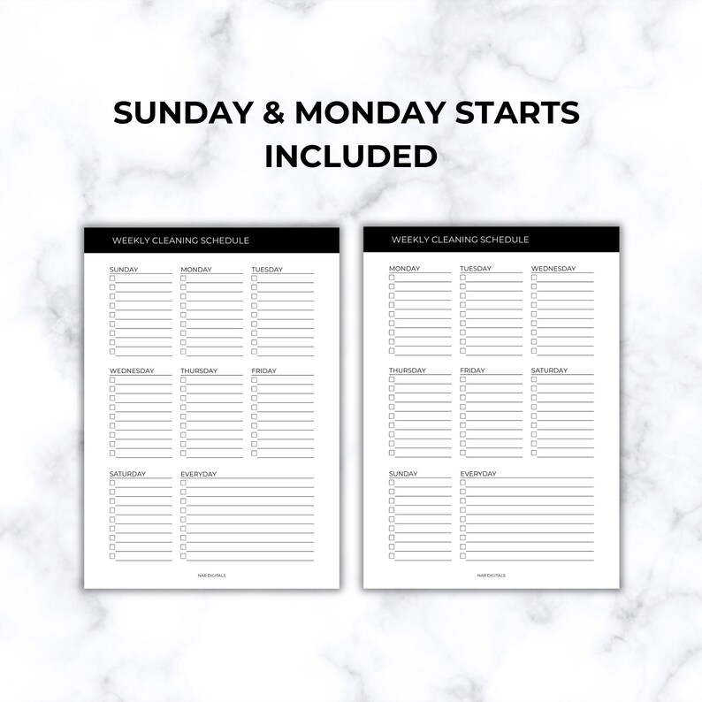 Weekly Cleaning Schedule Printable Planner Template Weekly Cleaning To