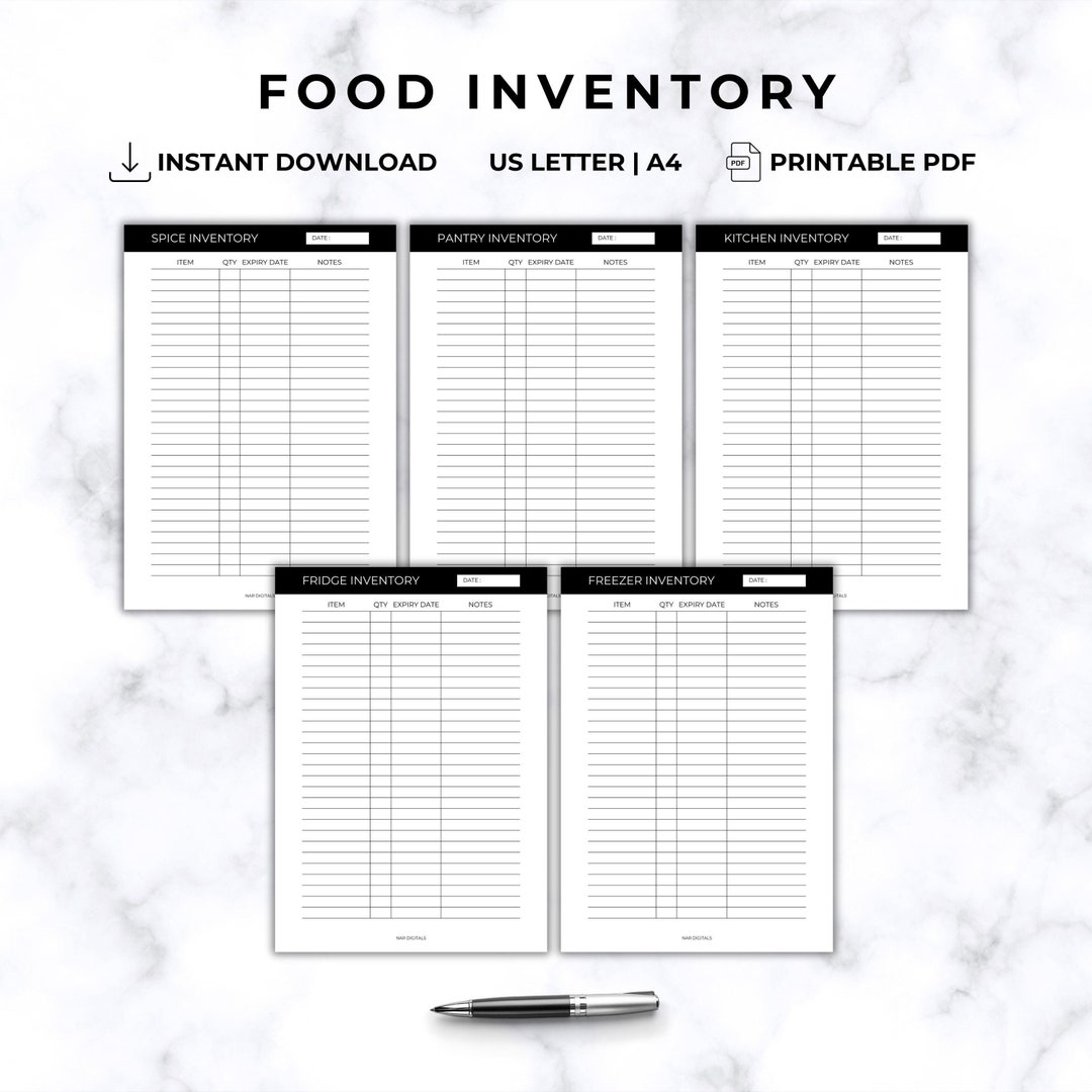 Printable Food Inventory Tracker Kitchen Inventory Pantry Inventory ...