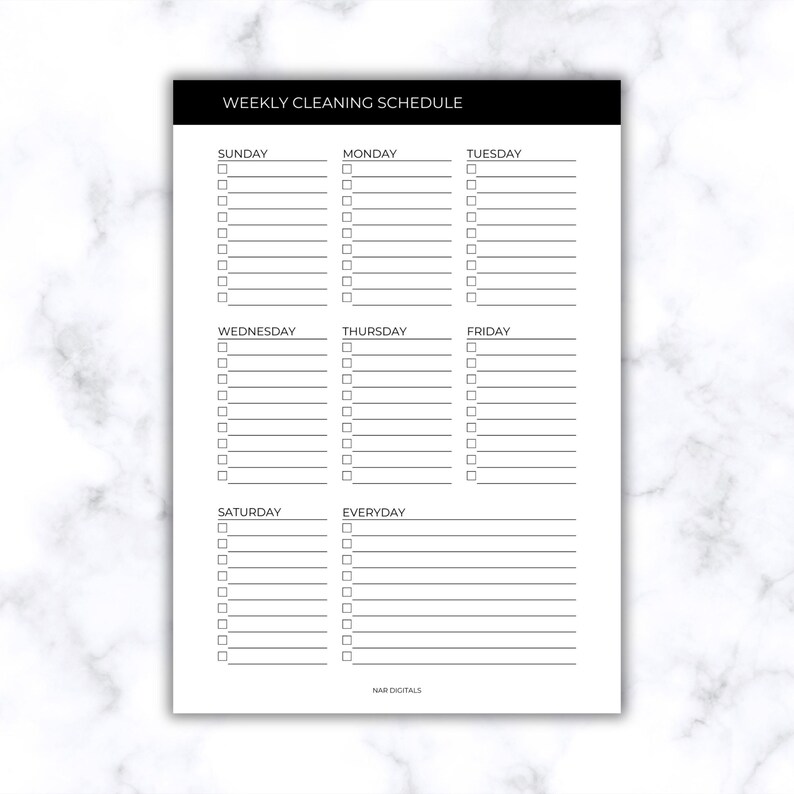 Weekly Cleaning Schedule Printable Planner Template Weekly Cleaning To