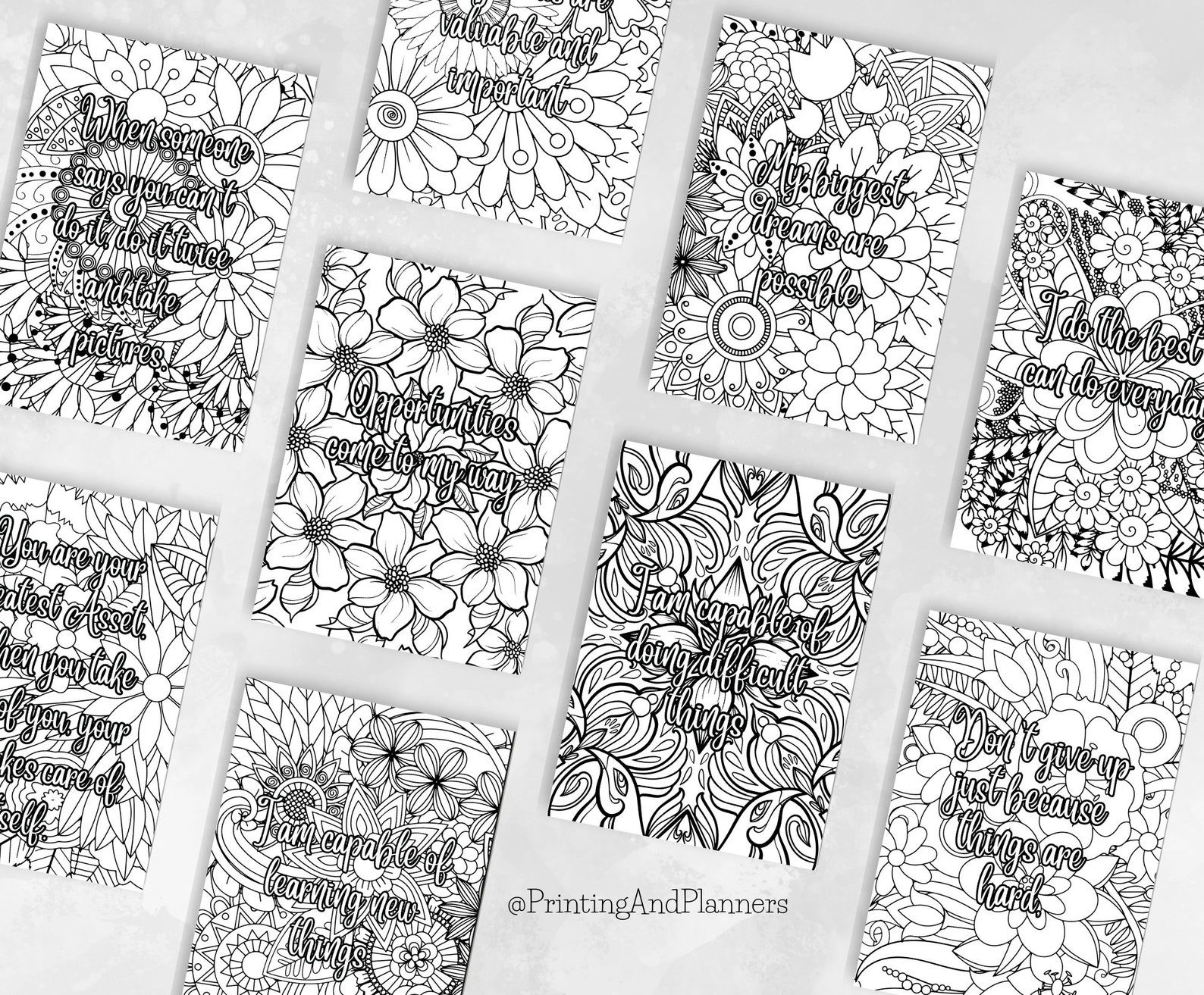 Printable Adult / Teen Colouring Pages With Positive Affirmations for ...