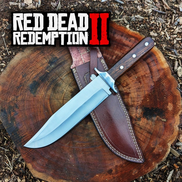 RDR 2 Bowie-Messer: Arthur Morgan Red Dead Redemption 2 Game Replica Jagdmesser | Handgefertigtes klassisches taktisches Überlebensmesser aus Edelstahl