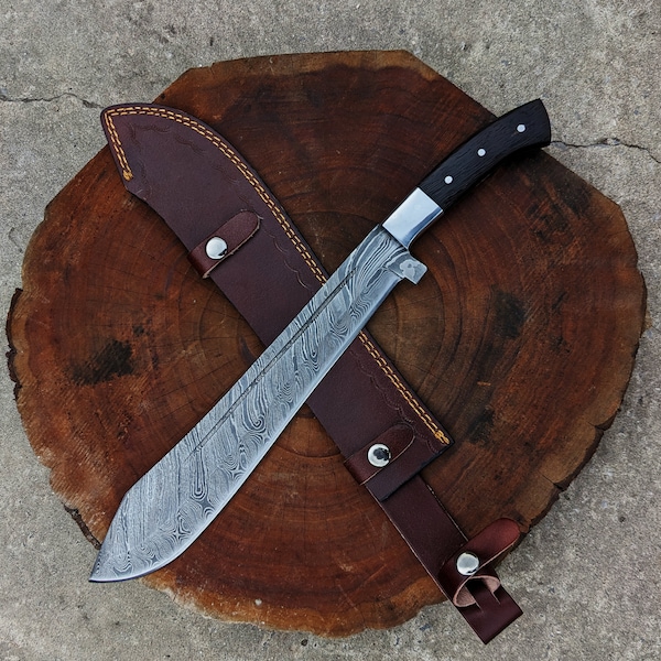 Damascus Machete: Premium Custom Handmade Damascus Steel Blade | Gift For Him | Anniversary Gift | Birthday Gift | Father's Day Gift