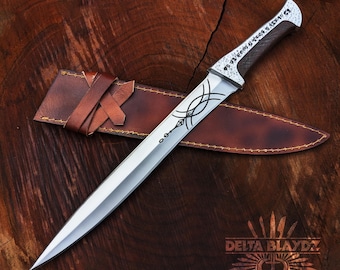 Paul Atreides Crysknife Replica: Dune Movie Kurzschwert aus Kohlenstoffstahl mit Lederscheide