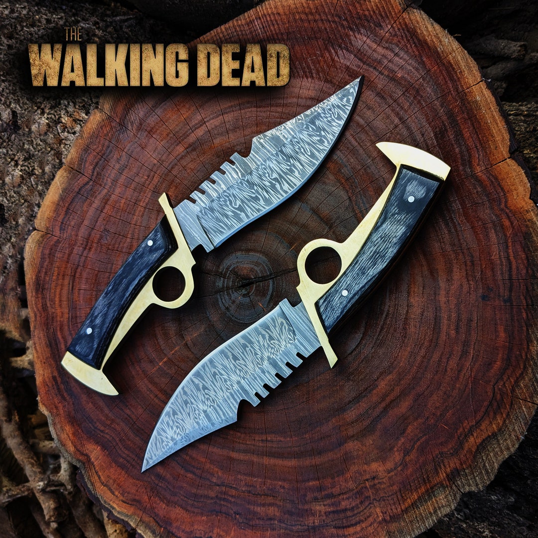 Walking Dead Knife Replica Bowie Daryl Finger Guard Damascus Steel