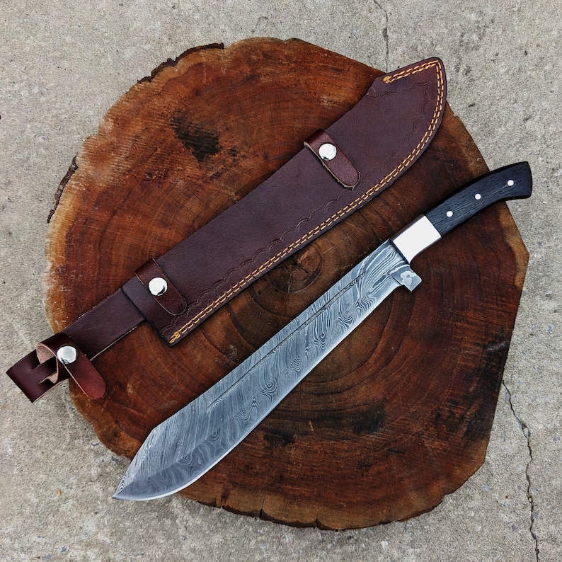 Damascus Machete: Premium Custom Handmade Damascus Steel Blade | Perfect Tool for Survival | Gift for Husband | Gift for Him | Gift for Men | Birthday Gift | Anniversary Gift | Wedding Gift | Hunting Knife | | Best Men Gift | Collectors Knife