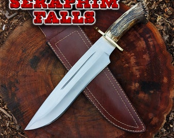 Seraphim Falls Bowie: MUELA MAGNUM STAG 26 Replica knife with leather sheath and Real Stag Horn Handle | Tool For Survival | Birthday Gift