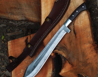 Damascus Machete: Premium Custom Handmade Damascus Steel Blade | Gift For Him | Anniversary Gift | Birthday Gift | Father's Day Gift