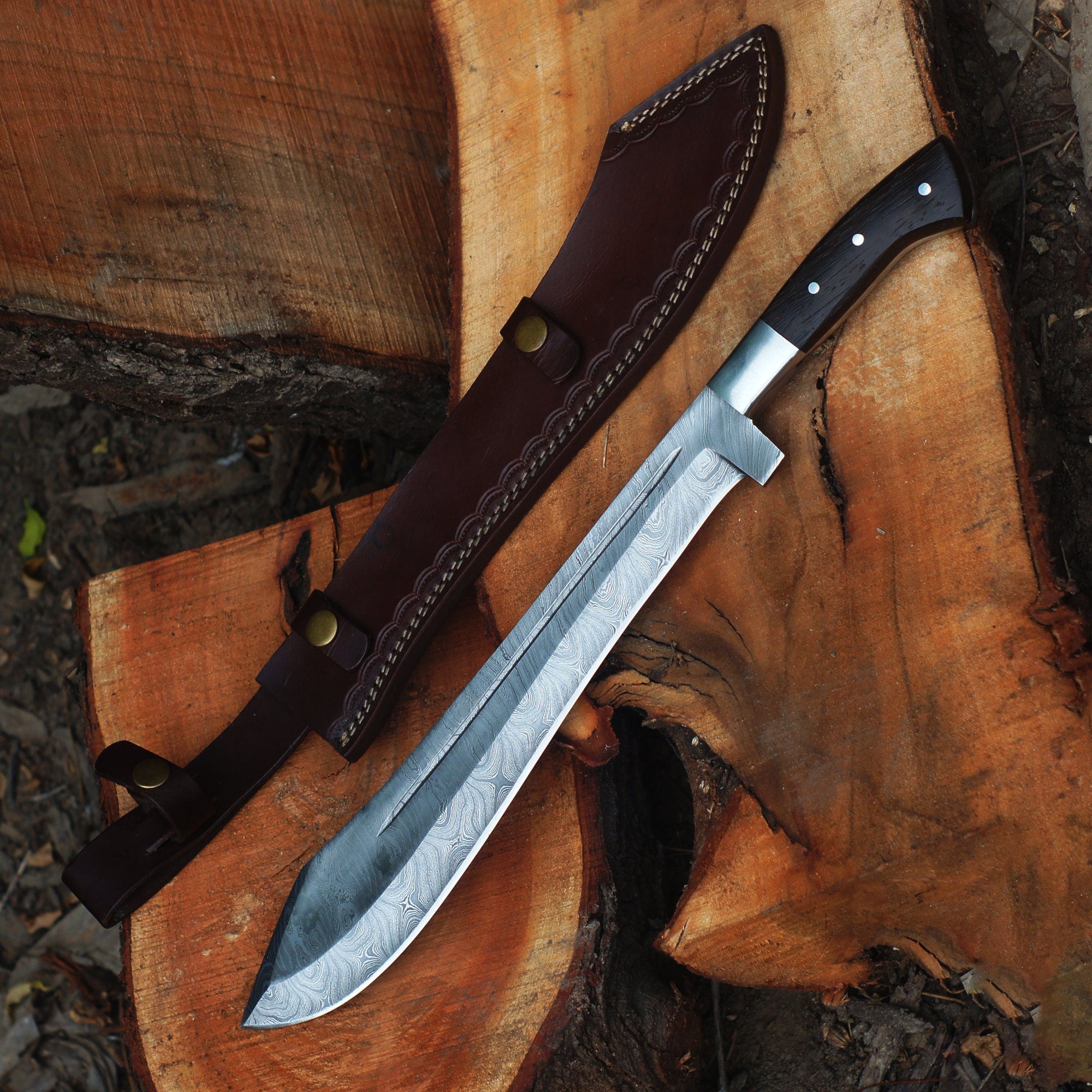 Tramontina Bolo Machete Leather Knife Sheath Cover Brown With Brass Snaps &  Rivets Bushcraft 
