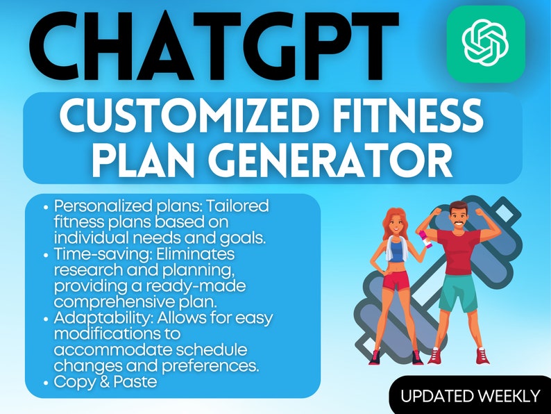 Chatgpt Fitness Plan Generator Personalized Fitness Program Etsy
