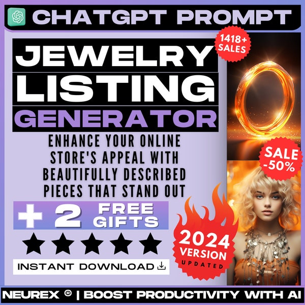 ChatGPT Jewelry Listing Prompt, Product Descriptions, Luxury Goods, Accessory Sales, Fashion Items, Online Retail, Jewelry Marketing